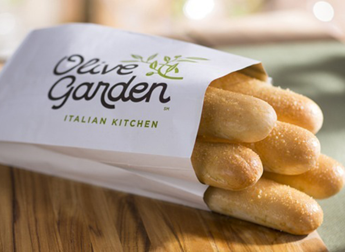 A bag of Olive Garden breadsticks
